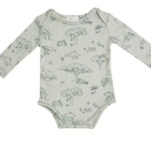 NWT Angel Dear Safari Green Long Sleeve Organic Cotton Bodysuit 6-12 Months
